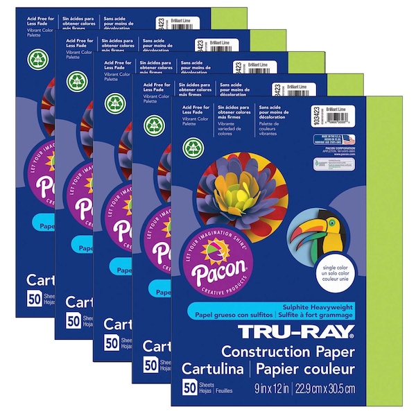 Tru-Ray Construction Paper, Brilliant Lime, 9x12, PK250